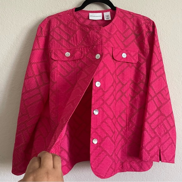 Alfred Dunner Pink Women's lightweight Jacket size 14 semi sheer elegant summer - Picture 2 of 10